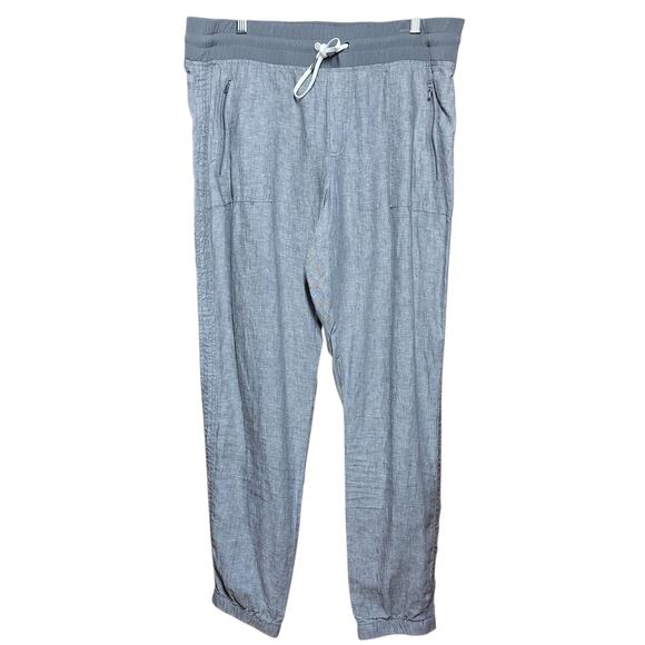 Athleta NEW Cabo linen joggers drawstring pull-on casual pants gray woven 16 - Picture 2 of 7